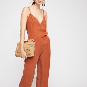 Free People Jade Jumpsuit in Caraway/Rust Orange